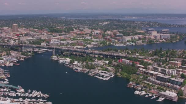 Seattle Washington 2018 Fliegen Über Den Lake Union Aufnahme Aus — Stockvideo
