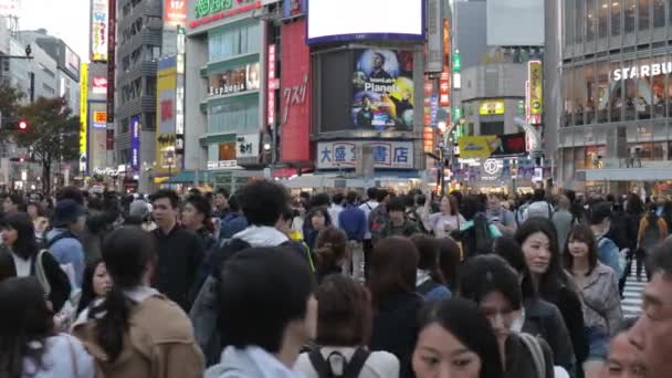 Tokyo Japon Circa 2018 Des Foules Gens Traversent Rue Shibuya — Video