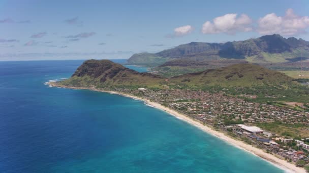 Oahu Hawaii 2018 Dolaylarında Makaha Vadisi Nin Havadan Görüntüsü Cineflex — Stok video