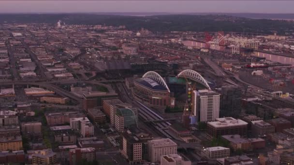 Seattle Washington Circa 2017 Aerial View Century Link Field Розстріляний — стокове відео