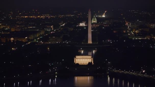 华盛顿特区大约在2017年 林肯纪念堂 华盛顿纪念碑和国会大厦的清晨航拍 用Cineflex和Red Epic Helium拍摄 — 图库视频影像