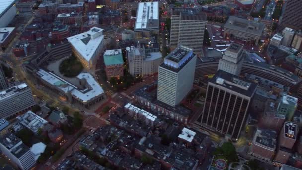 Luftaufnahme Von Boston Massachusetts Bei Dämmerung — Stockvideo