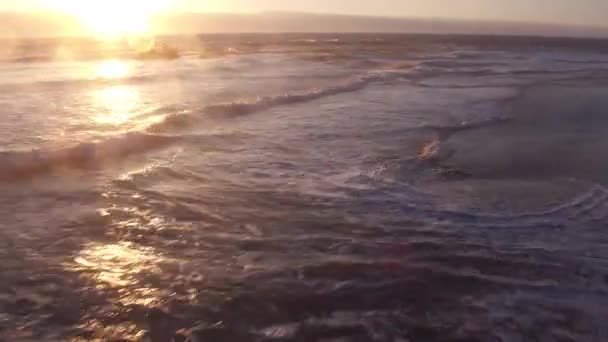 Vista Aérea Das Ondas Praia Pôr Sol Lincoln City Oregon — Vídeo de Stock