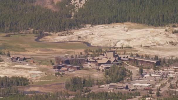 Yellowstone National Park Wyoming Aerial View Lodge Yellowstone National Park — Stock Video