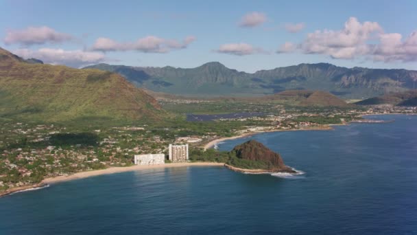 オアフ島 ハワイ2018年頃 ラヒリーポイントの空中ビュー CineflexとRed Epic Heliumで撮影 — ストック動画