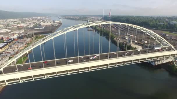 Fremont Bridge Portland Oregon Luftaufnahme — Stockvideo