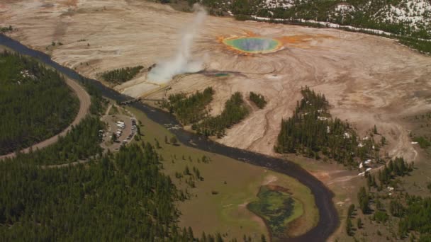 Parco Nazionale Yellowstone Wyoming Veduta Aerea Della Grand Prismatic Hot — Video Stock