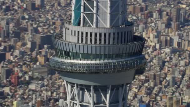 Tokio Japón Circa 2018 Primer Plano Aéreo Tokyo Skytree Disparo — Vídeos de Stock