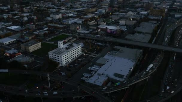 Ciudad Portland Oregon Vídeo Aéreo Atardecer Ultra — Vídeos de Stock