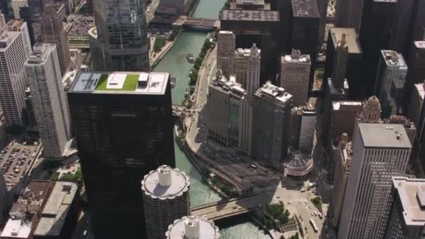 Chicago Illinois Dolaylarında 2017 Chicago Şehir Merkezi Chicago Nehri Nin — Stok video