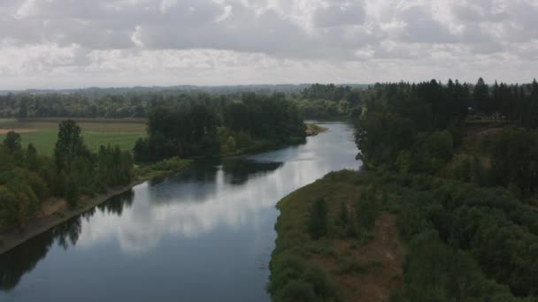 Newberg Oregon Circa 2018 Luchtfoto Van Willamette Rivier — Stockvideo