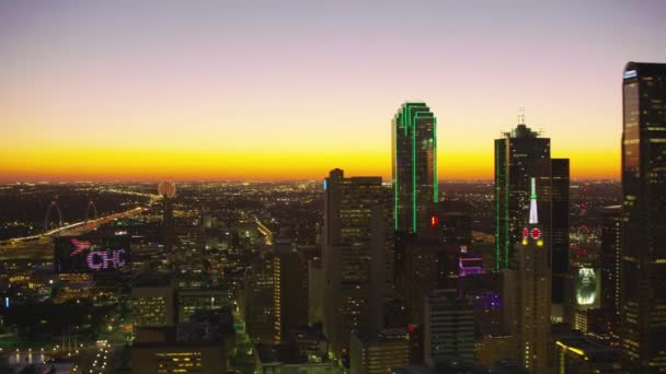 Dallas Texas Circa 2017 Vista Aérea Del Atardecer Sobre Dallas — Vídeos de Stock