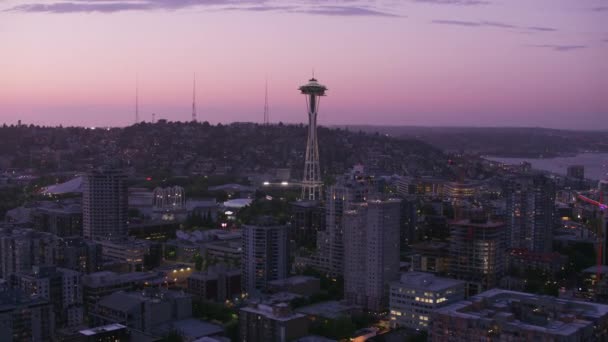 Seattle Washington Circa 2018 Luchtfoto Van Het Centrum Van Seattle — Stockvideo