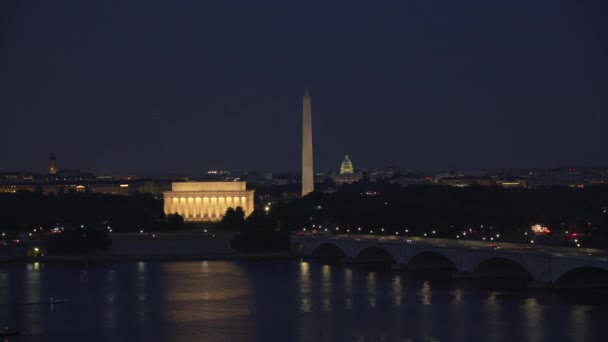 Washington Circa 2017 Survolant Rivière Potomac Avec Pont Commémoratif Arlington — Video