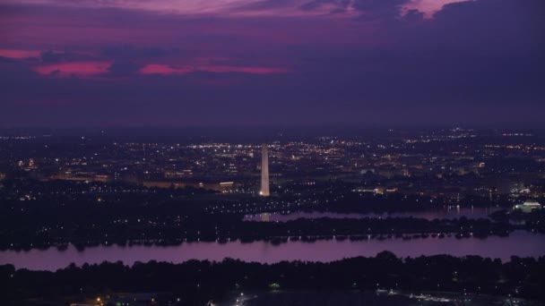 Washington Circa 2017 Aerial View Sunrise Potomac River Washington Shot — Stock Video