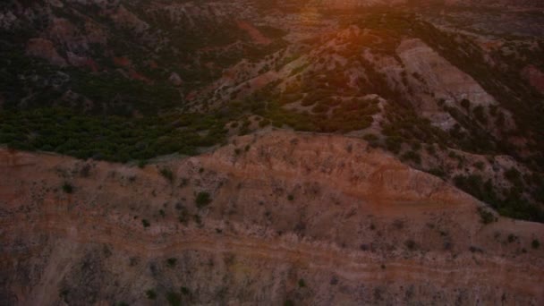 Φαράγγι Πάλο Ντούρο Στο Ηλιοβασίλεμα Στο Αμαρίλο Του Τέξας — Αρχείο Βίντεο