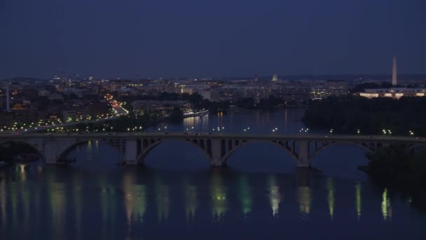 Washington Kolem Roku 2017 Soumraku Letí Řece Potomac Shot Cineflexem — Stock video