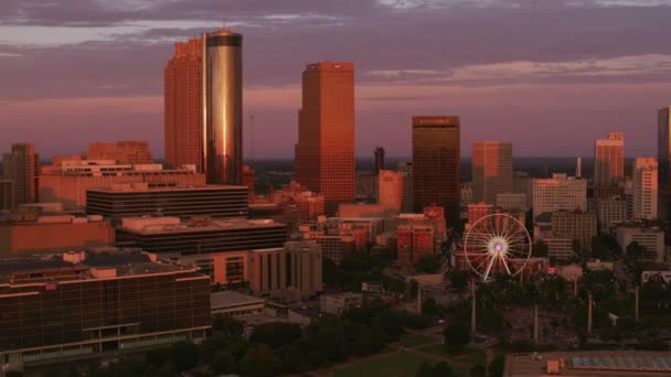 Atlanta Georgia 2017 Luftaufnahme Der Innenstadt Von Atlanta Bei Sonnenuntergang — Stockvideo
