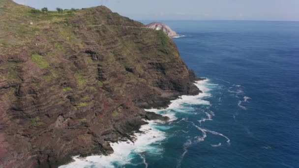 2018年頃 ハワイ州オアフ島 マカプポイント灯台の空中ビュー CineflexとRed Epic Heliumで撮影 — ストック動画