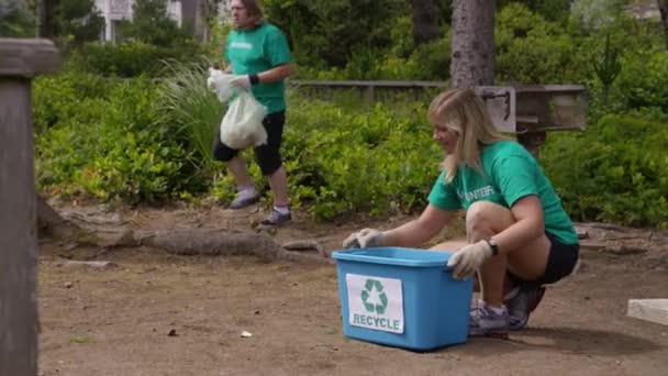 Grupo Voluntarios Limpiando Parque — Vídeos de Stock