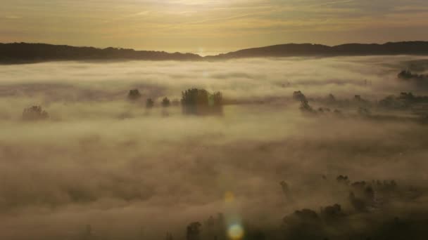 Luchtfoto Van Zonsopgang Mist Boven Napa Valley California — Stockvideo