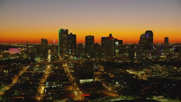 Dallas Texas 2017 Körül Légi Kilátás Városra Naplementekor — Stock videók