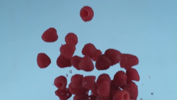 Raspberries Flying Slow Motion Shot Phantom Flex 1000 Frames Second — Stock Video