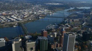Portland Şehri, Oregon, ABD hava klibi: 4K Ultra HD
