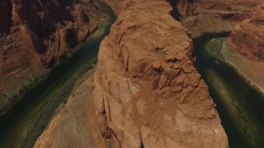 Grand Canyon Horseshoe Bend ve Colorado River Arizona 'nın hava manzarası, ABD