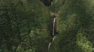 Molokai, Hawaii 2018 dolaylarında. Molokai 'deki Puapua Şelalesi' nin havadan görünüşü. Cineflex ve RED Epic-W Helyum ile çekilmiştir..