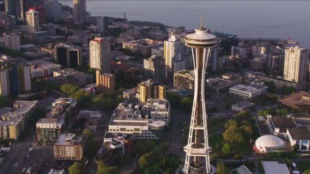 Seattle Washington Circa 2017 Vista Aérea Space Needle Seattle Tiros — Vídeo de Stock