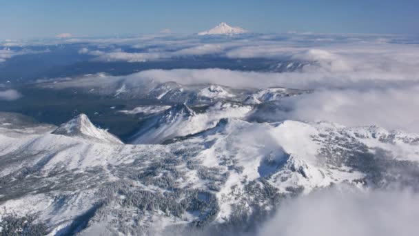 Oregon Circa 2018 Luchtfoto Van Oregon Cascade Range Winter Opgenomen — Stockvideo