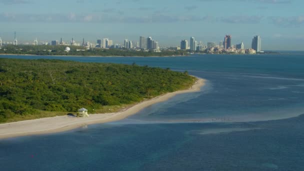 Вид Воздуха Key Biscayne Beach Miami Florida — стоковое видео