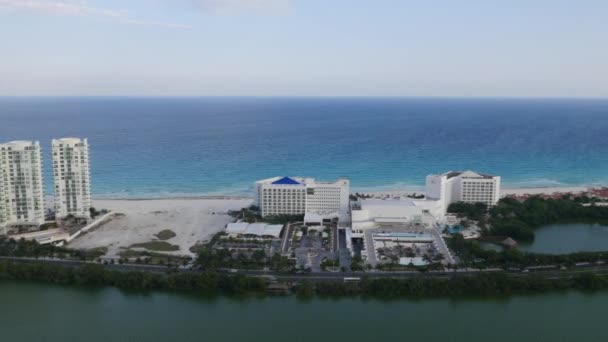 Widok Lotu Ptaka Hotele Cancun Meksyk — Wideo stockowe