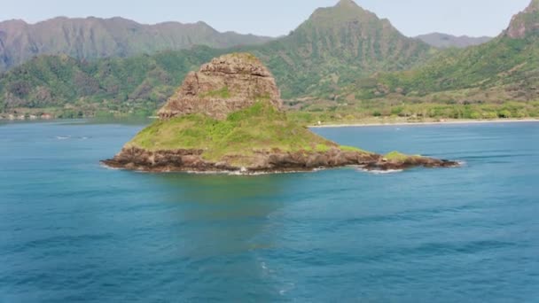 Oahu Hawaii 2018 Luftaufnahme Von Mokolii Auch Als Chinaman Hat — Stockvideo