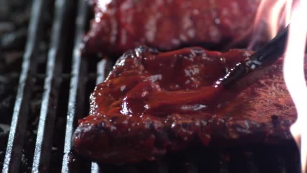 Barbeque Ribs Shot Phantom Flex — Stock Video