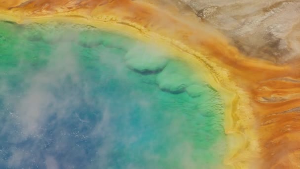 Εθνικό Πάρκο Γέλοουστοουν Γουαϊόμινγκ Αεροφωτογραφία Του Grand Prismatic Hot Spring — Αρχείο Βίντεο