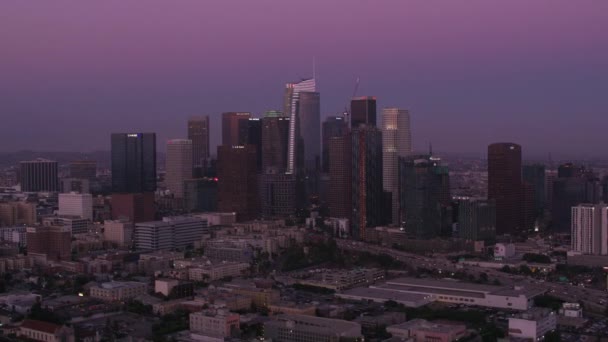 Puesta Sol Sobre Los Ángeles California Estados Unidos Imágenes Aéreas — Vídeo de stock