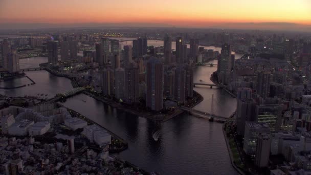 Tokio Japonia Około 2018 Roku Lecąc Nad Rzeką Sumida Zatoką — Wideo stockowe