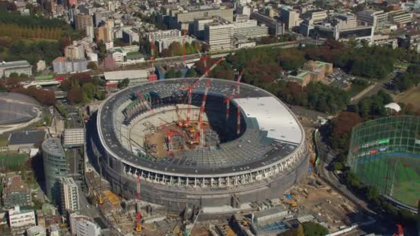 Tokio Japonia Około 2018 Roku Widok Lotu Ptaka Stadion Olimpijski — Wideo stockowe