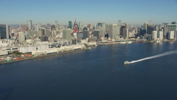 Tokio Japan Bis 2018 Luftaufnahme Der Bucht Von Tokio Mit — Stockvideo