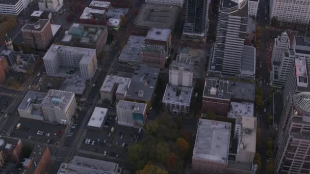 オレゴン州ポートランド2017年頃 オレゴン州ポートランドのビルの空中撮影 CineflexとRed Epic Heliumで撮影 — ストック動画