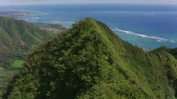 Oahu Hawaii Circa 2018 Vista Aérea Costa Desde Los Acantilados — Vídeo de stock