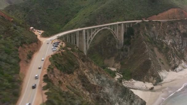 Californie Vers 2017 Vue Aérienne Pont Ruisseau Bixby Long Côte — Video