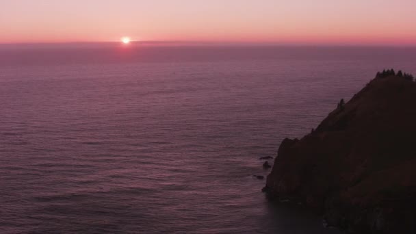 2017 Oregon Coast 2017 Aerial Shot Rocks Oregon Presidency Sunset — 비디오