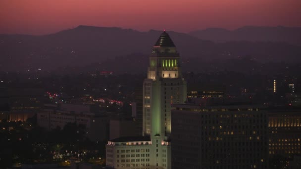 Puesta Sol Sobre Los Ángeles California Estados Unidos Imágenes Aéreas — Vídeos de Stock