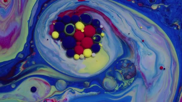 Abstract Close Textuur Van Olie Met Blauwe Rode Gele Verf — Stockvideo