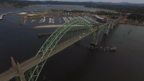 Vue Aérienne Newport Oregon Pont Baie — Video