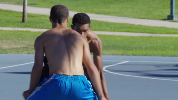 Vänner Som Spelar Basket Parken Taget — Stockvideo