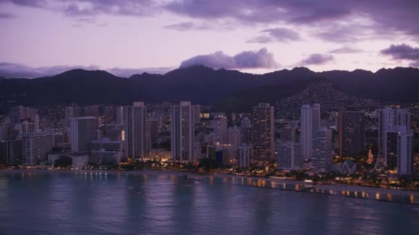 Waikiki Oahu Hawaii Περίπου 2018 Αεροφωτογραφία Του Waikiki Ξημέρωμα Πυροβολήθηκε — Αρχείο Βίντεο